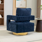 Modern Upholstered Swivel Open-Back Barrel Chair With Pillow