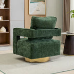 Modern Upholstered Swivel Open-Back Barrel Chair With Pillow