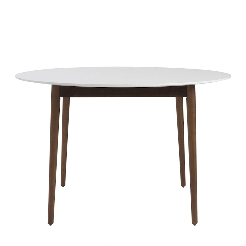 HomeRoots 47  White and Brown Rounded Dining Table