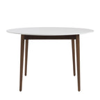 HomeRoots 47  White and Brown Rounded Dining Table