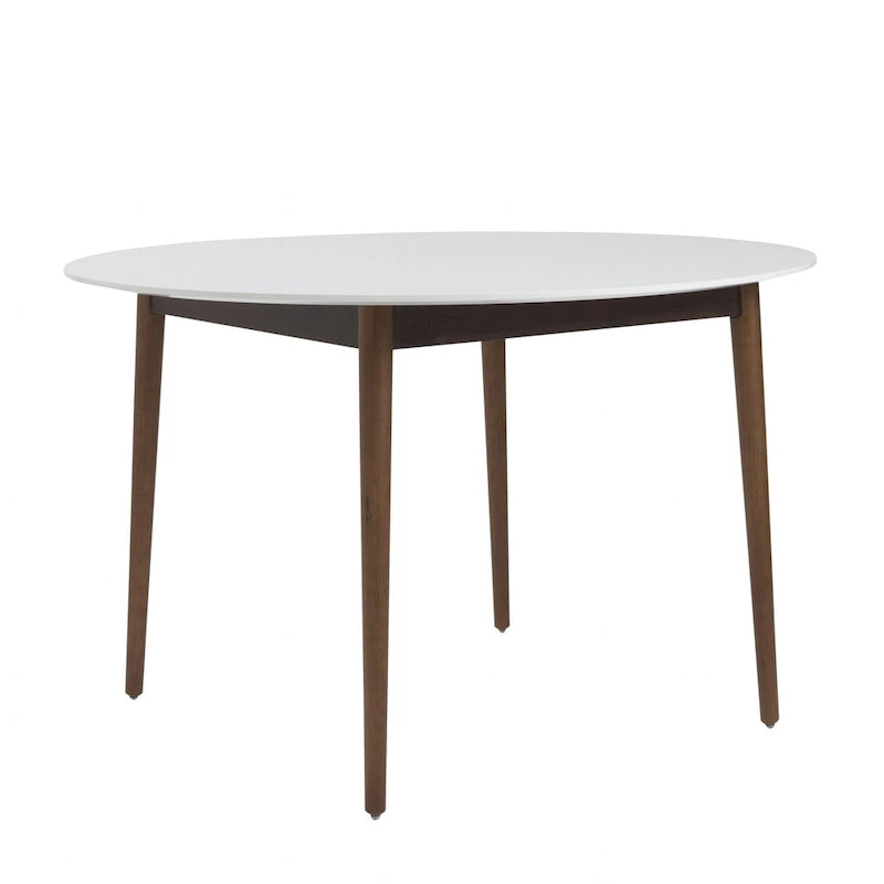 HomeRoots 47  White and Brown Rounded Dining Table