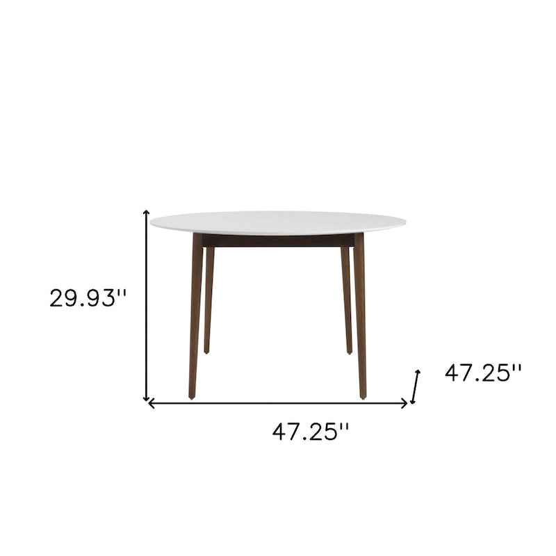 HomeRoots 47  White and Brown Rounded Dining Table