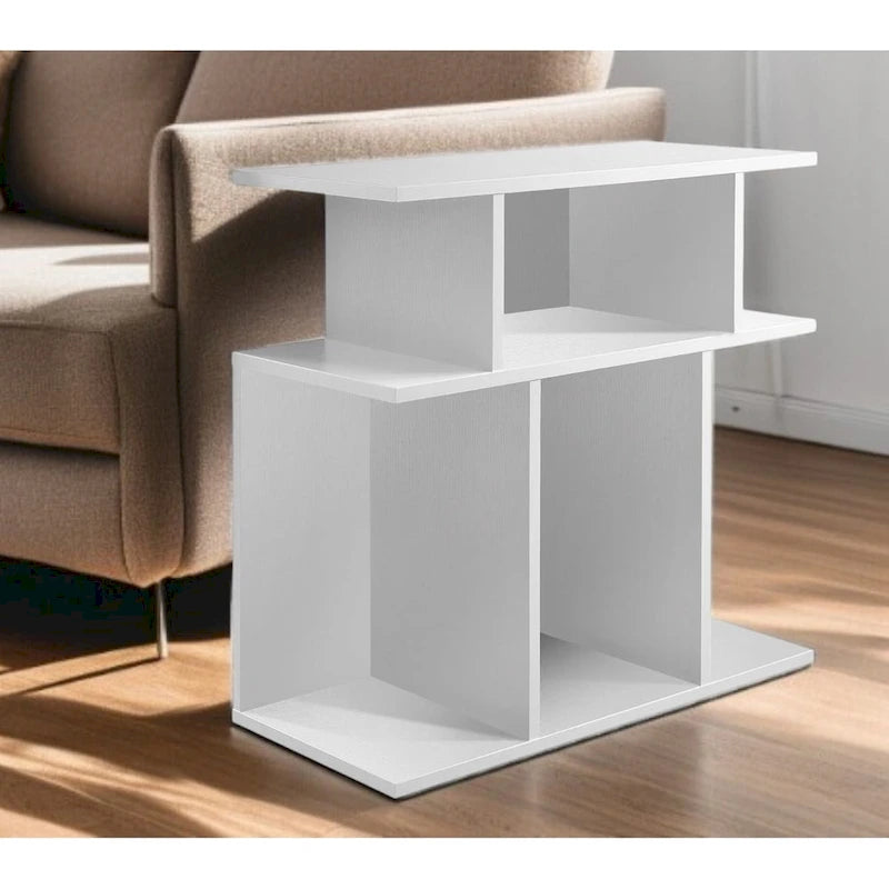 HomeRoots 24  White Wood End Table With Six Open Shelves - 11.75