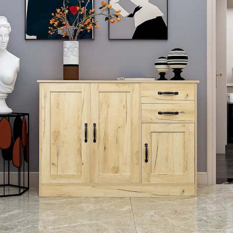 Modern Wood Buffet Sideboard with 2 doors&1 Storage and 2drawers -Entryway Serving Storage Cabinet Doors-Dining Room Console