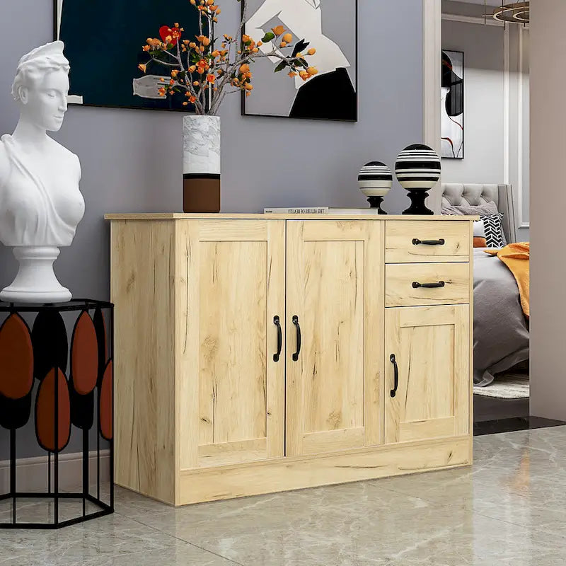 Modern Wood Buffet Sideboard with 2 doors&1 Storage and 2drawers -Entryway Serving Storage Cabinet Doors-Dining Room Console