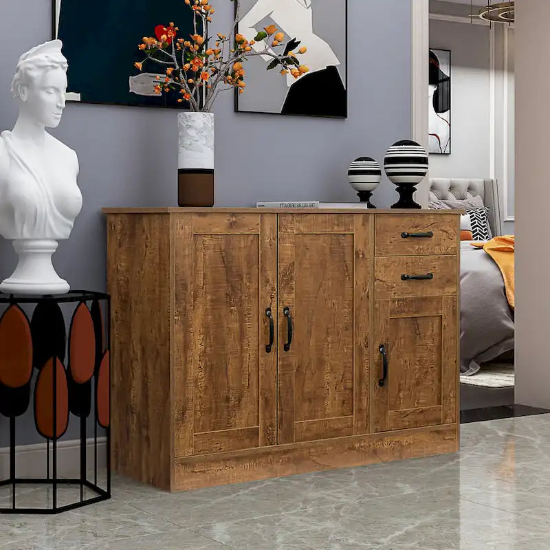 Modern Wood Buffet Sideboard with 2 doors&1 Storage and 2drawers -Entryway Serving Storage Cabinet Doors-Dining Room Console