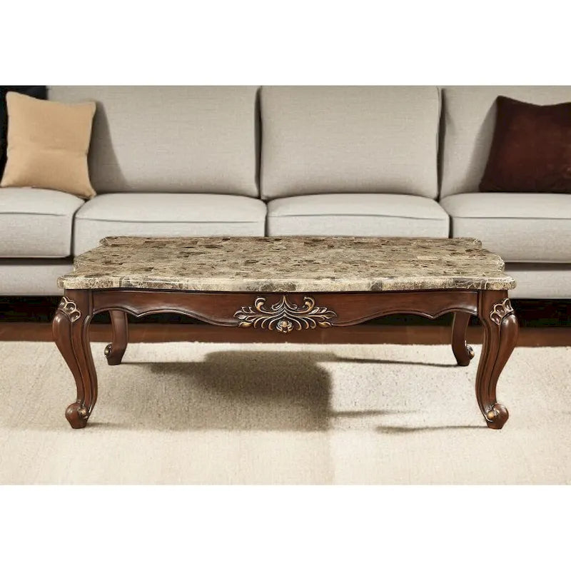 HomeRoots 34  Genuine Marble Free Form Coffee Table - 34