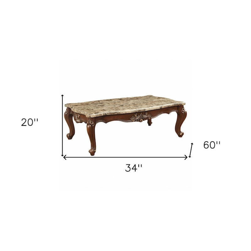 HomeRoots 34  Genuine Marble Free Form Coffee Table - 34