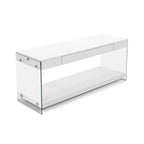 Takamura Modern 60-inch Glass 1-Shelf 1-Drawer TV Console by Strick & Bolton