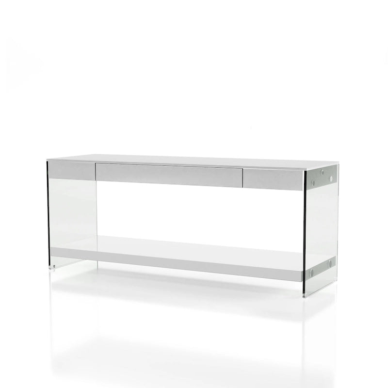 Takamura Modern 60-inch Glass 1-Shelf 1-Drawer TV Console by Strick & Bolton