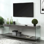Takamura Modern 60-inch Glass 1-Shelf 1-Drawer TV Console by Strick & Bolton