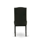 East West Furniture Dining Set- a Dining Table and Black Pu Leather Parson Chairs, Wire brushed Black.(Pieces Options)