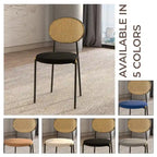 Euston Set of 4 Modern Dining Chair with Wicker Back & Upholstered Velvet Seat for Home Office Living Room & Kitchen