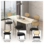 Euston Set of 4 Modern Dining Chair with Wicker Back & Upholstered Velvet Seat for Home Office Living Room & Kitchen