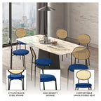 Euston Set of 4 Modern Dining Chair with Wicker Back & Upholstered Velvet Seat for Home Office Living Room & Kitchen