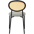Euston Set of 4 Modern Dining Chair with Wicker Back & Upholstered Velvet Seat for Home Office Living Room & Kitchen