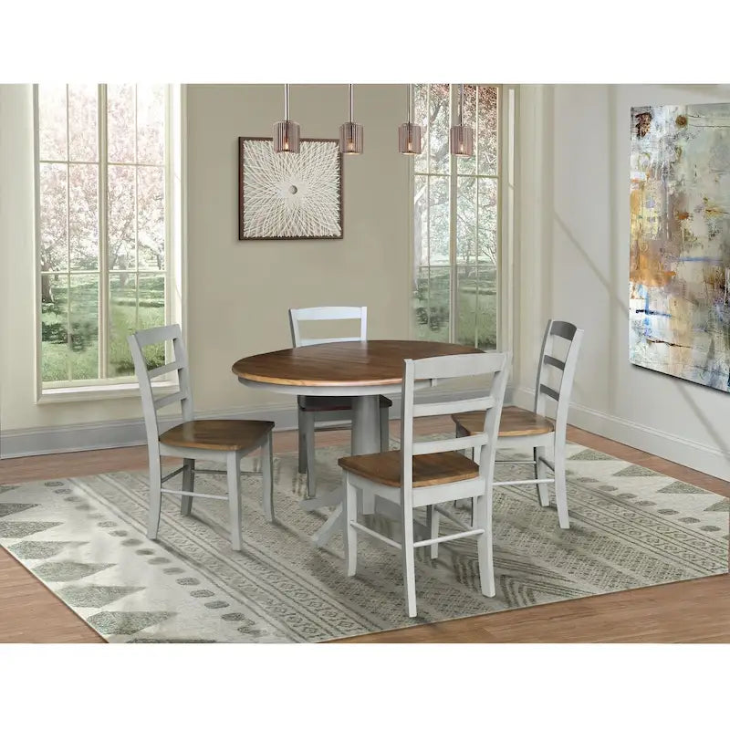 36  Round Extension Dining Table With 4 Madrid Chairs
