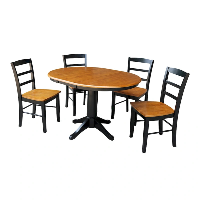 36  Round Extension Dining Table With 4 Madrid Chairs