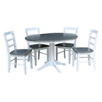 36  Round Extension Dining Table With 4 Madrid Chairs
