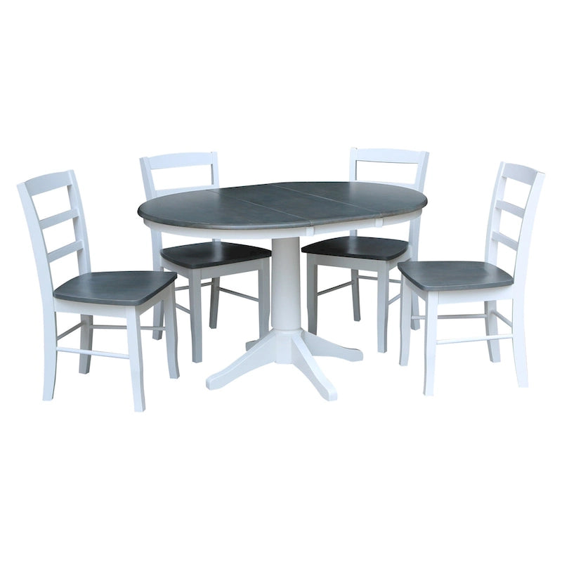36  Round Extension Dining Table With 4 Madrid Chairs