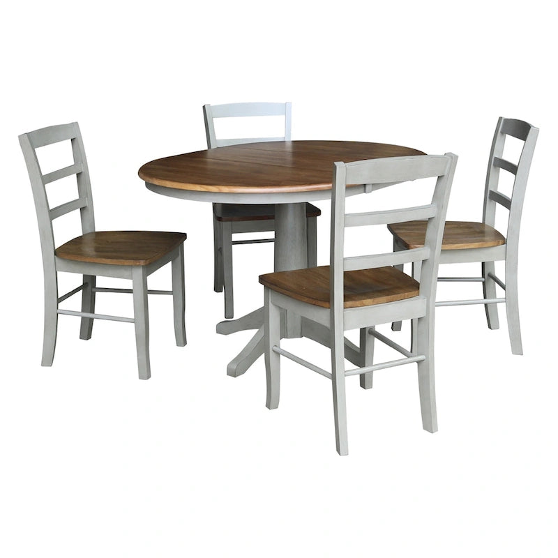 36  Round Extension Dining Table With 4 Madrid Chairs
