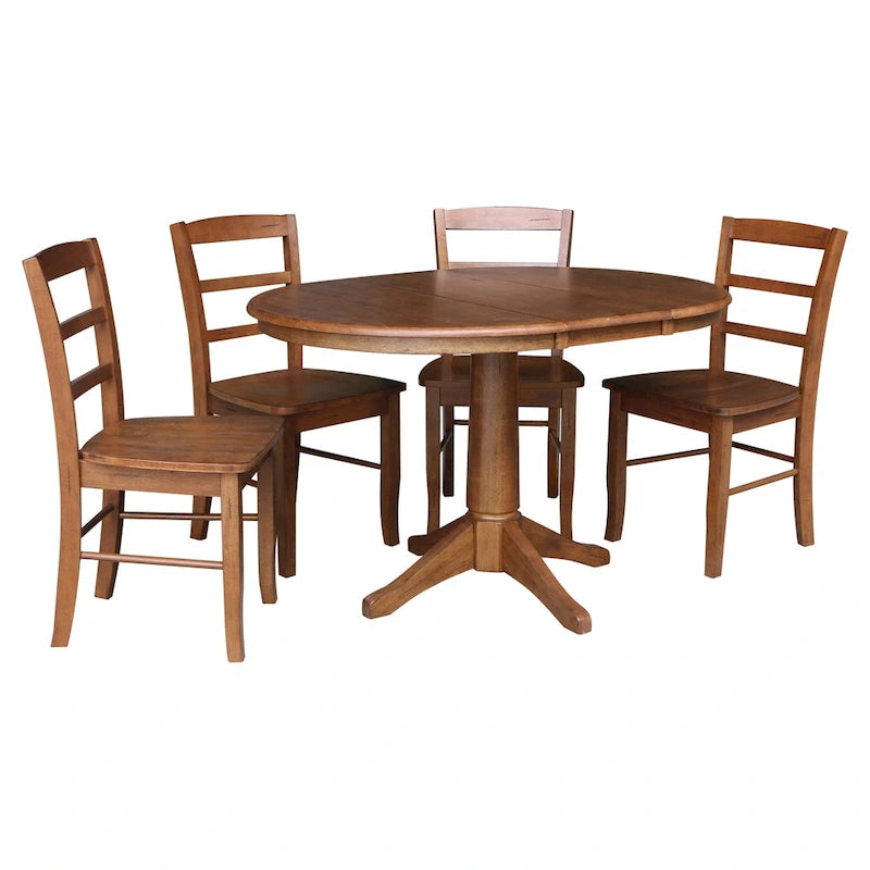 36  Round Extension Dining Table With 4 Madrid Chairs