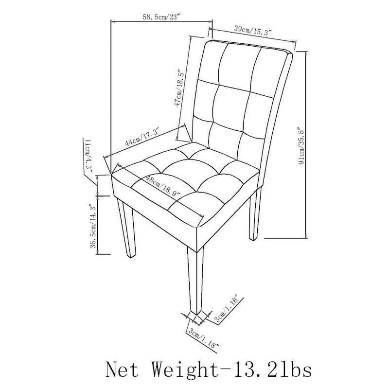WYNDENHALL Jefferson Contemporary Parson Dining Chair (Set of 2) - 18.9 w x 23 d x 35.8 h