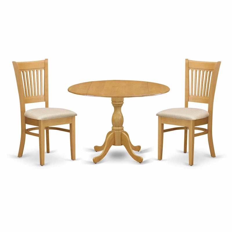 East West Furniture Dinette Set Contains a Round Dining Table with Dropleaf and Dining Room Chairs, (Pieces & Seat Options)