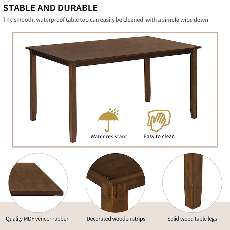 Nestfair 6-Piece Dining Table Set with 4 Fabric Chairs and Bench