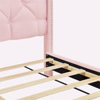 Queen Size Linen Platform Bed with 2 Drawers