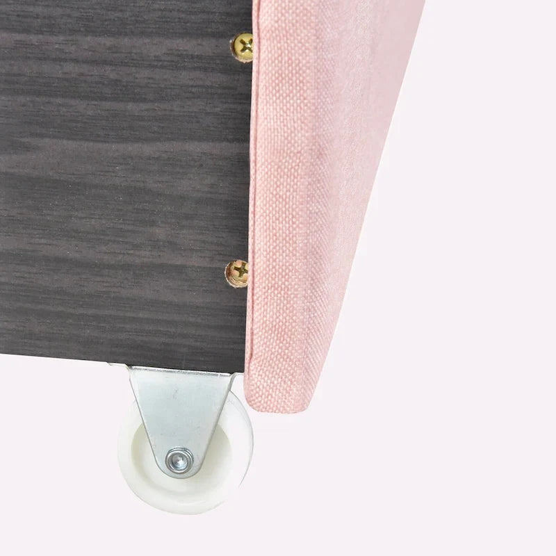 Queen Size Linen Platform Bed with 2 Drawers