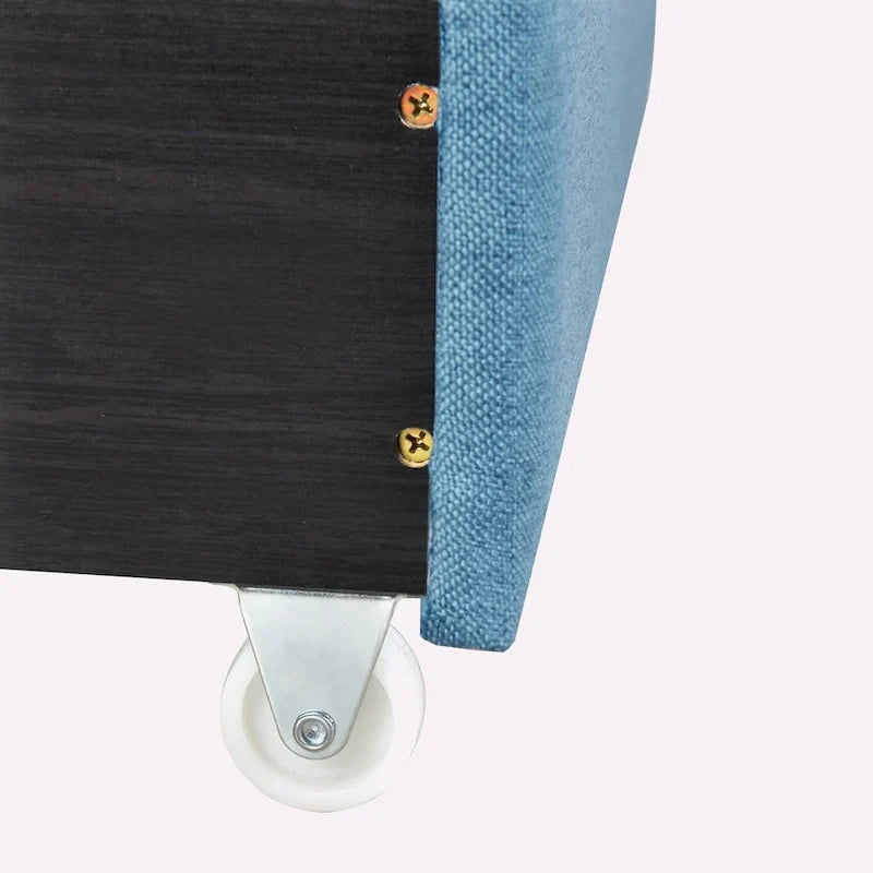 Queen Size Linen Platform Bed with 2 Drawers