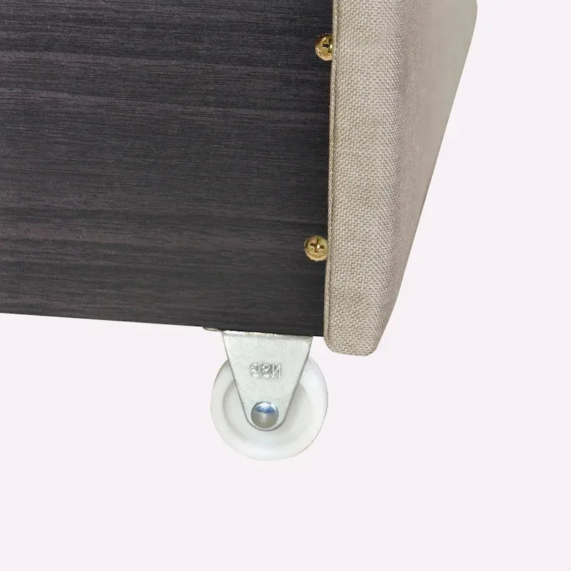 Queen Size Linen Platform Bed with 2 Drawers