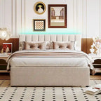 Upholstered Platform Bed with Trundle