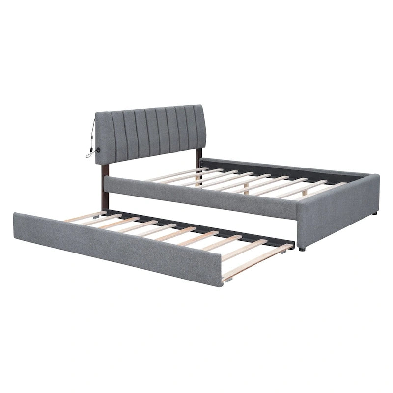 Upholstered Platform Bed with Trundle
