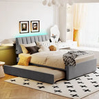 Upholstered Platform Bed with Trundle