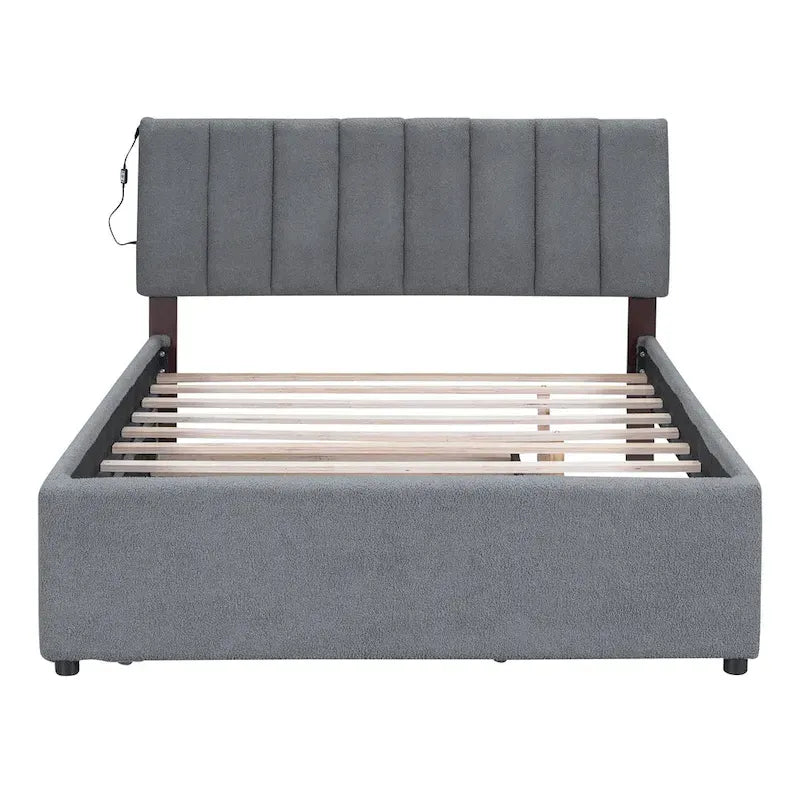 Upholstered Platform Bed with Trundle