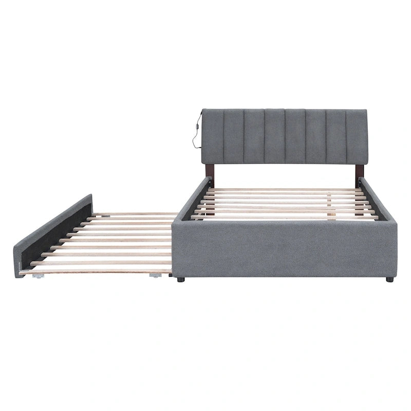 Upholstered Platform Bed with Trundle