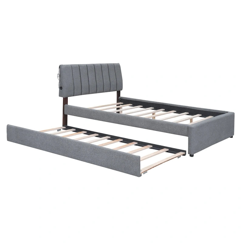 Upholstered Platform Bed with Trundle