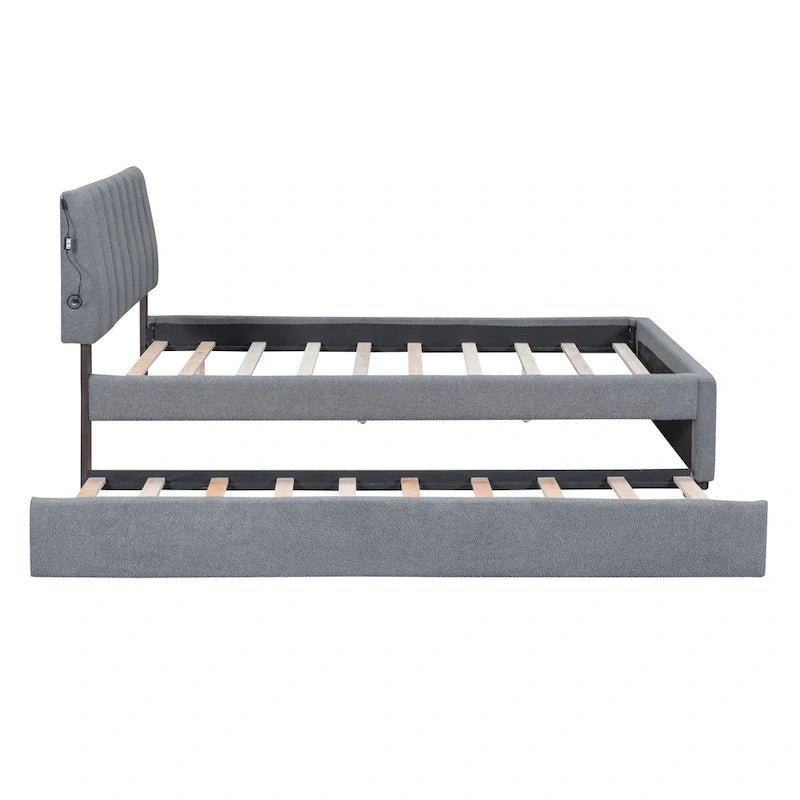 Upholstered Platform Bed with Trundle