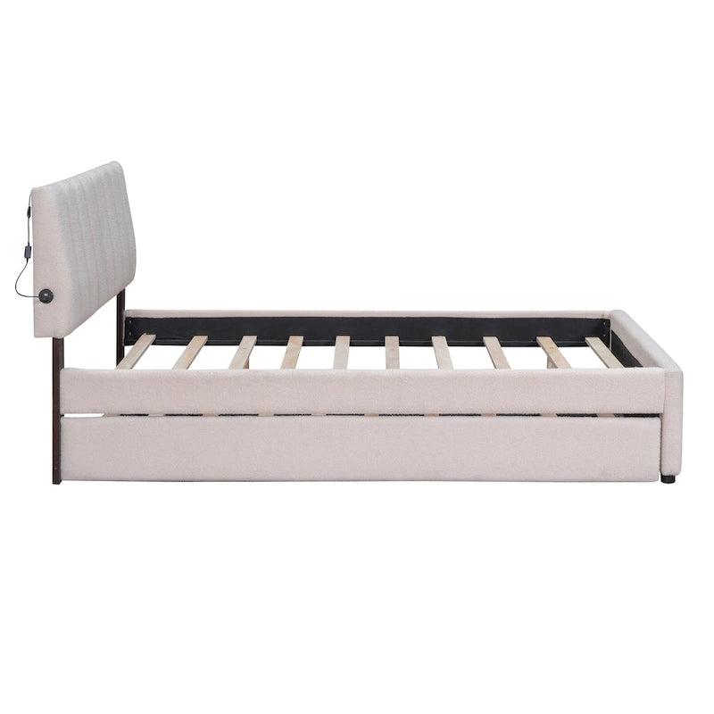 Upholstered Platform Bed with Trundle