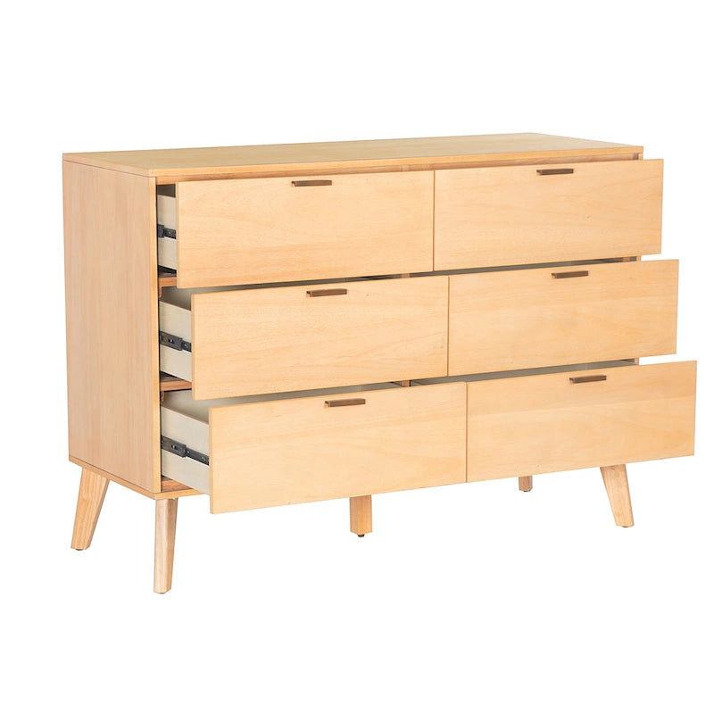 Carter Wooden Mid-Century 6-Drawer Dresser