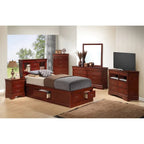 Louis Philippe Twin Storage Platform Bed with 6 Storage Drawers