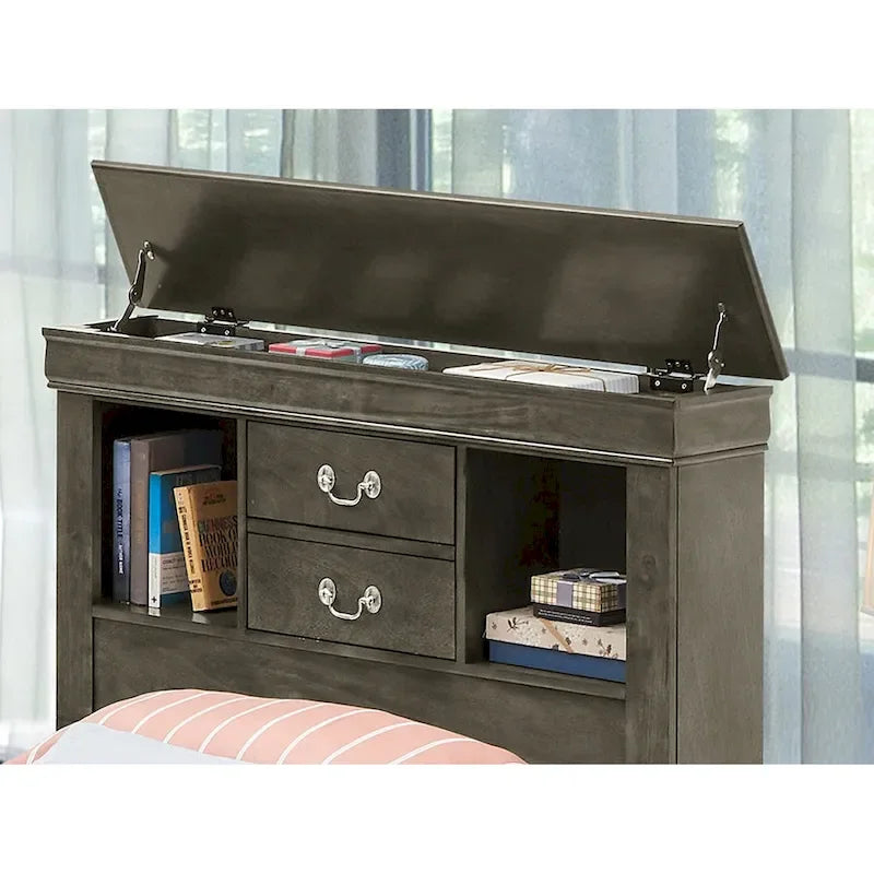 Louis Philippe Twin Storage Platform Bed with 6 Storage Drawers