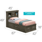 Louis Philippe Twin Storage Platform Bed with 6 Storage Drawers