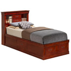 Louis Philippe Twin Storage Platform Bed with 6 Storage Drawers
