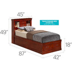 Louis Philippe Twin Storage Platform Bed with 6 Storage Drawers