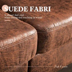 OVIOS Mid-Century Suede Reversible Chaise Sofa With Metal Legs