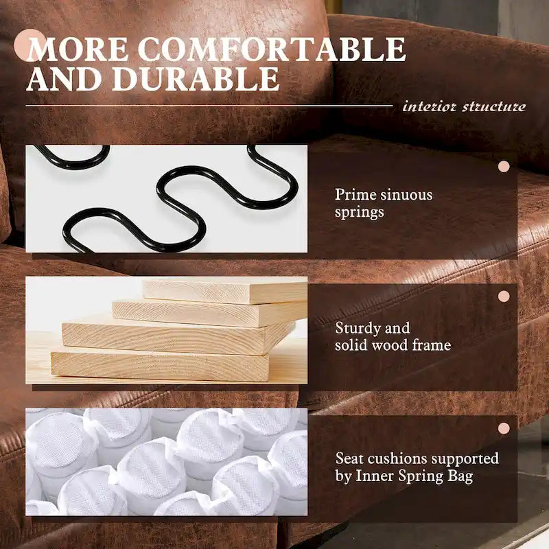 OVIOS Mid-Century Suede Reversible Chaise Sofa With Metal Legs