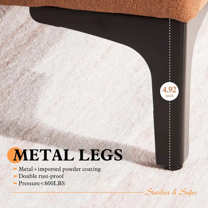 OVIOS Mid-Century Suede Reversible Chaise Sofa With Metal Legs